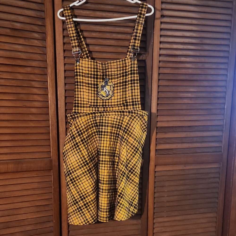 Yellow Plaid Pinafore Skirt Set